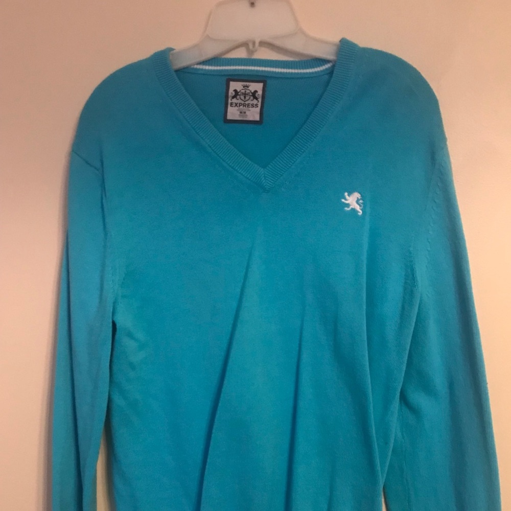 Express Teal V-Neck Sweater
